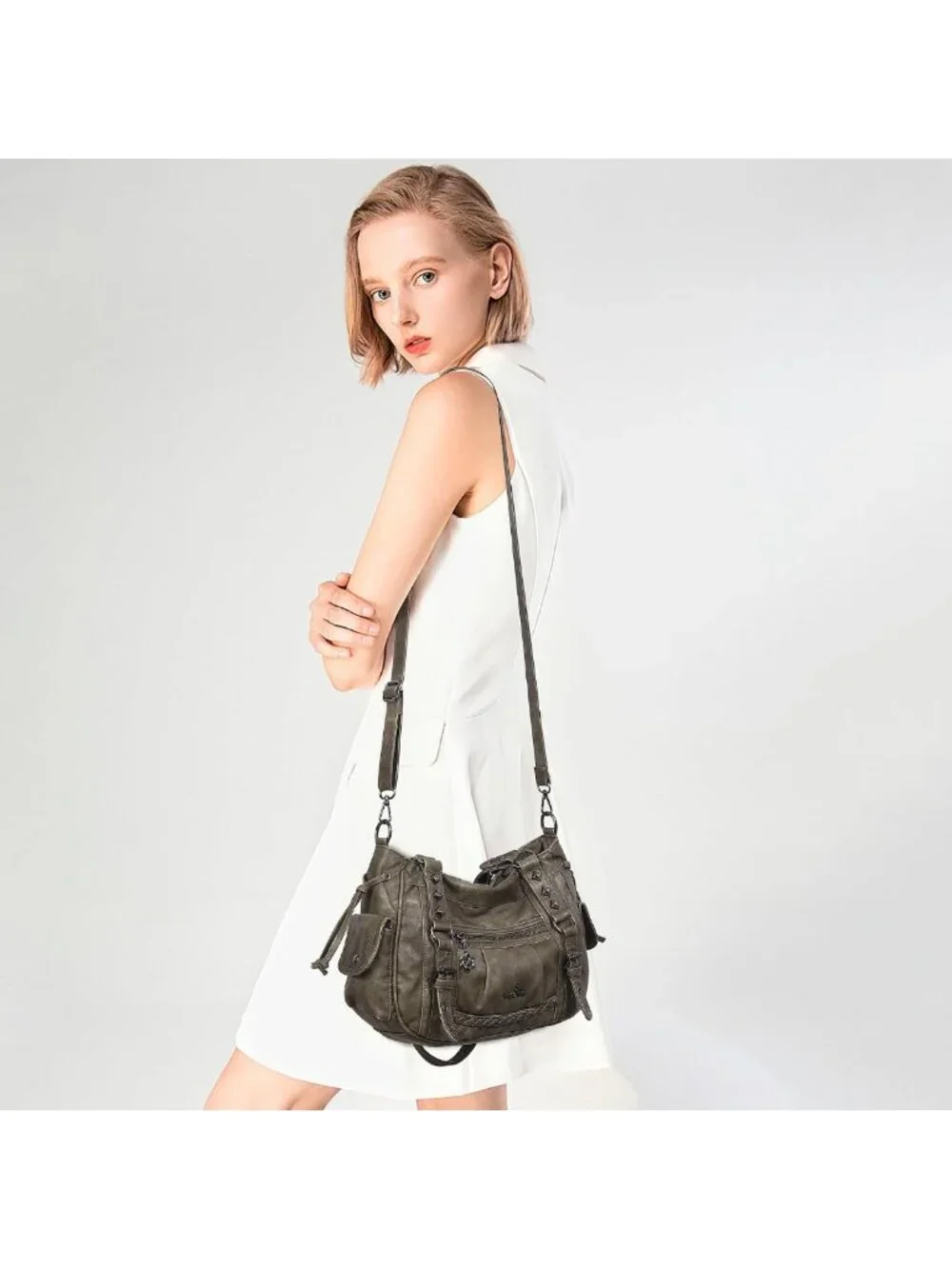 Stylish Multi-Pocket Retro Hobo Tote Bag for Women - Versatile Shoulder Handbag